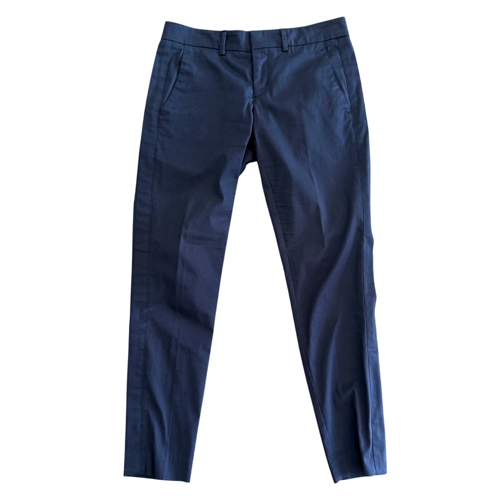 Vince Slim Trousers Navy Blue Cotton Blend Tapered Professional Sz 2